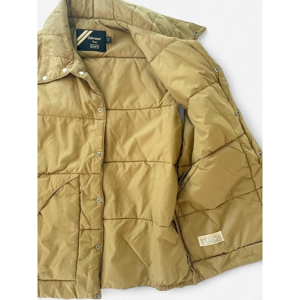 Vintage 1970s Sears Tan Outerwear Puffer Vest‎